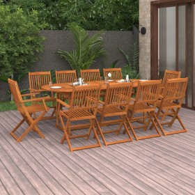 Set comedor de jardín 11piezas madera maciza acacia 220x90x75cm en Conjuntos de jardín | Comprar online en Foru.es