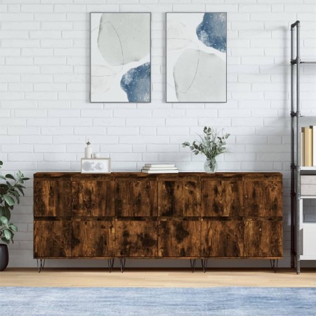 Aparadores 3 uds madera contrachapada roble ahumado de vidaXL, Aparadores - Ref: Foro24-3190202, Precio: 194,17 €, Descuento: %