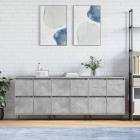 Aparadores 3 uds madera contrachapada gris hormigón de vidaXL, Aparadores - Ref: Foro24-3190201, Precio: 183,32 €, Descuento: %