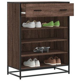 Zapatero de madera y metal marrón roble 75x38x97,5 cm en Zapateros y organizadores de calzado | Comprar online en Foru.es
