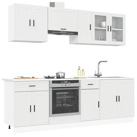 Conjunto de armarios de cocina "Porto" de 8 piezas en madera de ingeniería blanca en Armarios de cocina | Comprar online en Foru