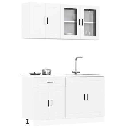 Conjunto de armarios de cocina "Porto" de 4 piezas en madera de ingeniería blanca en Armarios de cocina | Comprar online en Foru