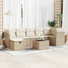 Set de sofás de jardín y cojines 8 piezas ratán sintético beige en Conjuntos de jardín | Comprar online en Foru.es
