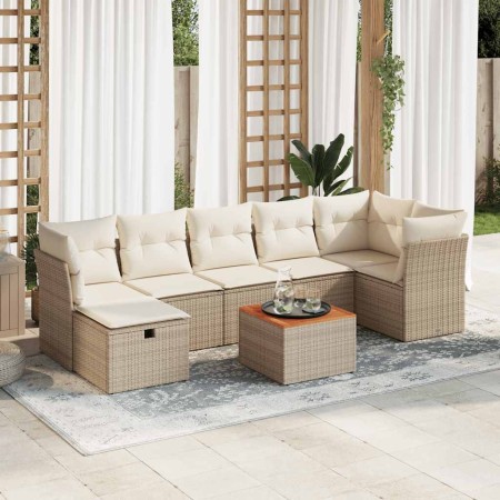 Set de sofás de jardín y cojines 8 piezas ratán sintético beige en Conjuntos de jardín | Comprar online en Foru.es