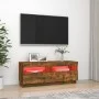 Mueble de TV con luces LED roble ahumado 100x35x40 cm de vidaXL, Muebles TV - Ref: Foro24-815720, Precio: 51,04 €, Descuento: %
