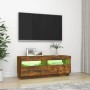 Mueble de TV con luces LED roble ahumado 100x35x40 cm de vidaXL, Muebles TV - Ref: Foro24-815720, Precio: 59,36 €, Descuento: %