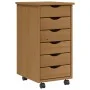MOSS chest of drawers with wheels solid honey brown pine wood by vidaXL, Lockers and storage cabinets - Ref: Foro24-355888, P...