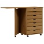 Cajonera con ruedas y escritorio MOSS madera pino marrón miel de vidaXL, Taquillas y armarios de almacenamiento - Ref: Foro24...