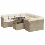 Set de sofás de jardín con cojines 9 pzas ratán sintético beige en Conjuntos de jardín | Comprar online en Foru.es