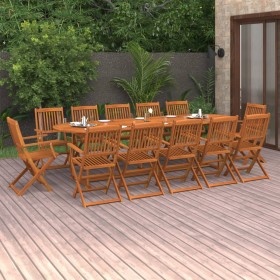 Set comedor de jardín 13piezas madera maciza acacia 280x90x75cm en Conjuntos de jardín | Comprar online en Foru.es