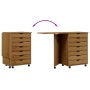 Cajonera con ruedas y escritorio MOSS madera pino marrón miel de vidaXL, Taquillas y armarios de almacenamiento - Ref: Foro24...
