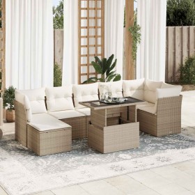 Set de sofás de jardín y cojines 8 piezas ratán sintético beige en Conjuntos de jardín | Comprar online en Foru.es