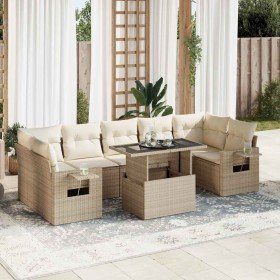 Set de sofás de jardín y cojines 8 piezas ratán sintético beige en Conjuntos de jardín | Comprar online en Foru.es