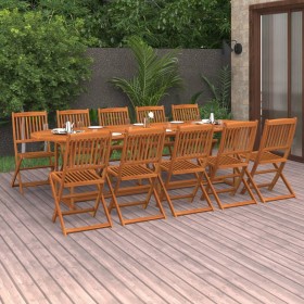 Set comedor de jardín 11piezas madera maciza acacia 280x90x75cm en Conjuntos de jardín | Comprar online en Foru.es