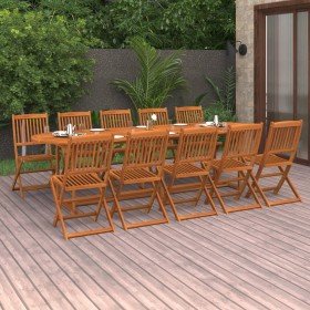Set comedor de jardín 11piezas madera maciza acacia 280x90x75cm en Conjuntos de jardín | Comprar online en Foru.es