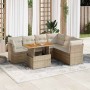 Set sofás de jardín 7 piezas y cojines ratán sintético beige en Conjuntos de jardín | Comprar online en Foru.es