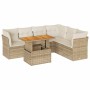 Set sofás de jardín 7 piezas y cojines ratán sintético beige en Conjuntos de jardín | Comprar online en Foru.es