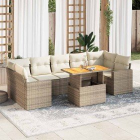 Set de sofás de jardín y cojines 8 piezas ratán sintético beige en Conjuntos de jardín | Comprar online en Foru.es
