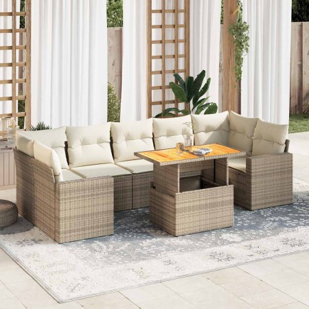 Set de sofás de jardín y cojines 8 piezas ratán sintético beige en Conjuntos de jardín | Comprar online en Foru.es