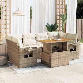 Set sofás de jardín 7 piezas y cojines ratán sintético beige en Conjuntos de jardín | Comprar online en Foru.es