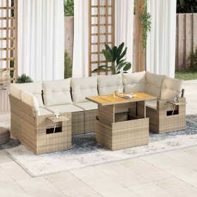 Set de sofás de jardín y cojines 8 piezas ratán sintético beige en Conjuntos de jardín | Comprar online en Foru.es