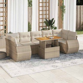 Set de sofás de jardín y cojines 8 piezas ratán sintético beige en Conjuntos de jardín | Comprar online en Foru.es