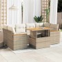 Set sofás jardín y cojines 6 pzas ratán sintético acacia beige en Conjuntos de jardín | Comprar online en Foru.es