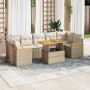 Set sofás jardín y cojines 8 pzas ratán sintético acacia beige en Conjuntos de jardín | Comprar online en Foru.es