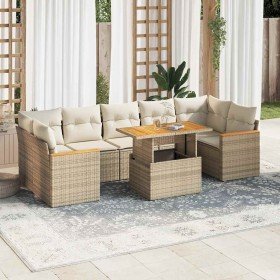 Set sofás jardín y cojines 8 pzas ratán sintético acacia beige en Conjuntos de jardín | Comprar online en Foru.es