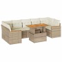 Set sofás jardín y cojines 8 pzas ratán sintético acacia beige en Conjuntos de jardín | Comprar online en Foru.es
