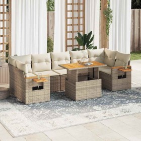 Set sofás jardín y cojines 8 pzas ratán sintético acacia beige en Conjuntos de jardín | Comprar online en Foru.es