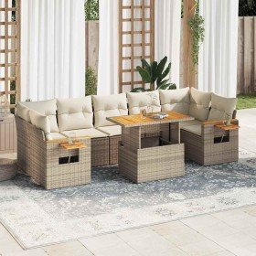 Set sofás jardín y cojines 8 pzas ratán sintético acacia beige en Conjuntos de jardín | Comprar online en Foru.es