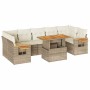 Set sofás jardín y cojines 8 pzas ratán sintético acacia beige en Conjuntos de jardín | Comprar online en Foru.es