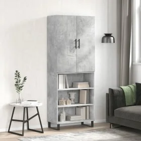 Aparador alto madera contrachapada gris hormigón 69,5x34x180 cm de vidaXL, Aparadores - Ref: Foro24-3196095, Precio: 123,18 €...