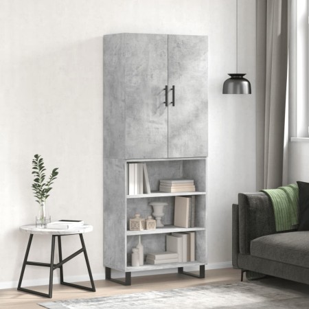 Aparador alto madera contrachapada gris hormigón 69,5x34x180 cm de vidaXL, Aparadores - Ref: Foro24-3196095, Precio: 127,44 €...