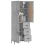 Aparador alto madera contrachapada gris hormigón 69,5x34x180 cm de vidaXL, Aparadores - Ref: Foro24-3200013, Precio: 165,85 €...