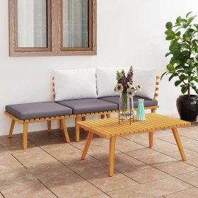 Muebles de jardín 4 piezas con cojines madera maciza de acacia en Conjuntos de jardín | Comprar online en Foru.es