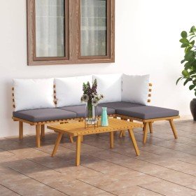 Muebles de jardín 5 piezas con cojines madera maciza de acacia en Conjuntos de jardín | Comprar online en Foru.es