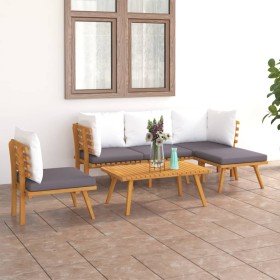 Muebles de jardín 6 piezas con cojines madera maciza de acacia en Conjuntos de jardín | Comprar online en Foru.es