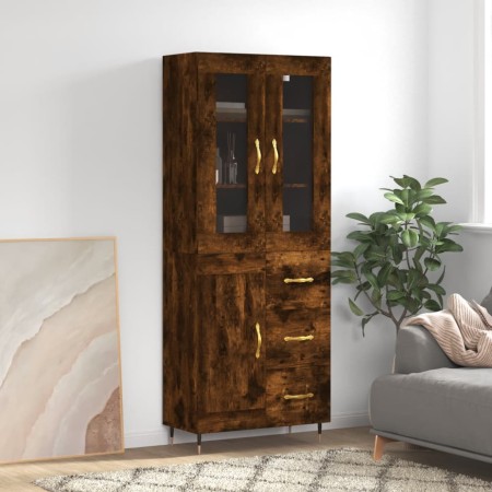 Aparador alto madera contrachapada roble ahumado 69,5x34x180 cm de vidaXL, Aparadores - Ref: Foro24-3198646, Precio: 174,19 €...