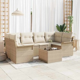 Conjunto de sofá de jardín con cojín Manual 7 pcs Beige y Crema en Sofás de exterior | Comprar online en Foru.es