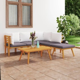 Muebles de jardín 6 piezas con cojines madera maciza de acacia en Conjuntos de jardín | Comprar online en Foru.es