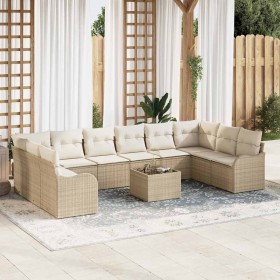 Conjunto de sofá de jardín 11 pcs Beige y ratán sintético en Sofás de exterior | Comprar online en Foru.es