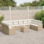 Conjunto de sofá de jardín 11 pcs Beige y ratán sintético en Sofás de exterior | Comprar online en Foru.es