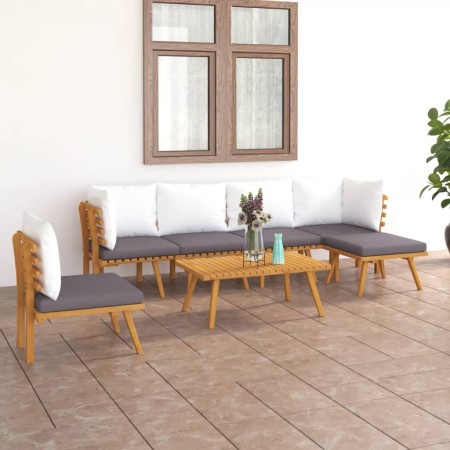 Muebles de jardín 7 piezas con cojines madera maciza de acacia en Conjuntos de jardín | Comprar online en Foru.es