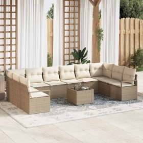 Conjunto de sofá de jardín con cojín 11 pcs Beige y Crema en Sofás de exterior | Comprar online en Foru.es