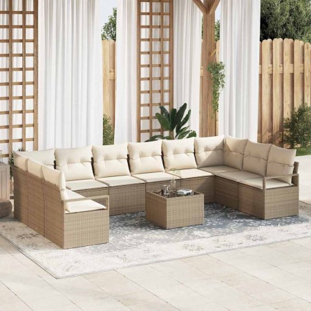 Conjunto de sofá de jardín con cojín 11 pcs Beige y Crema en Sofás de exterior | Comprar online en Foru.es