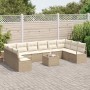 Conjunto de sofá de jardín con cojín 11 pcs Beige y Crema en Sofás de exterior | Comprar online en Foru.es