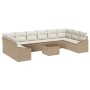 Conjunto de sofá de jardín 11 pcs Beige y Crema ratán sintético en Sofás de exterior | Comprar online en Foru.es