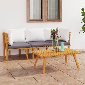 Muebles de jardín 3 piezas con cojines madera maciza de acacia en Conjuntos de jardín | Comprar online en Foru.es